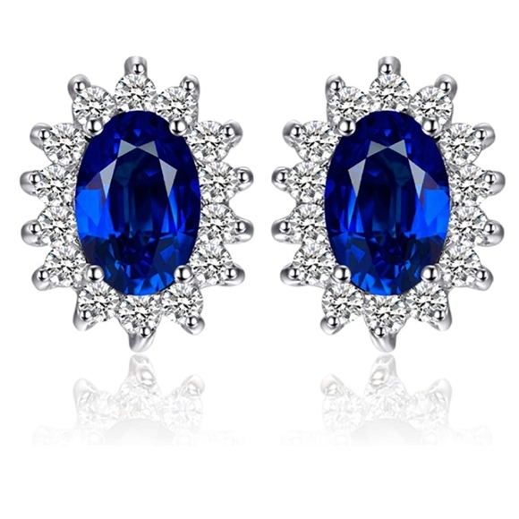 Sterling silver and lab sapphire earrings NIB - Picture 3 of 9